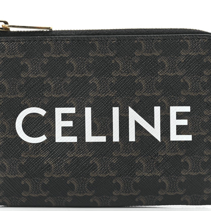 Celine Triomphe Canvas Logo Coin and Card Pouch With Hook Black 7 of 10