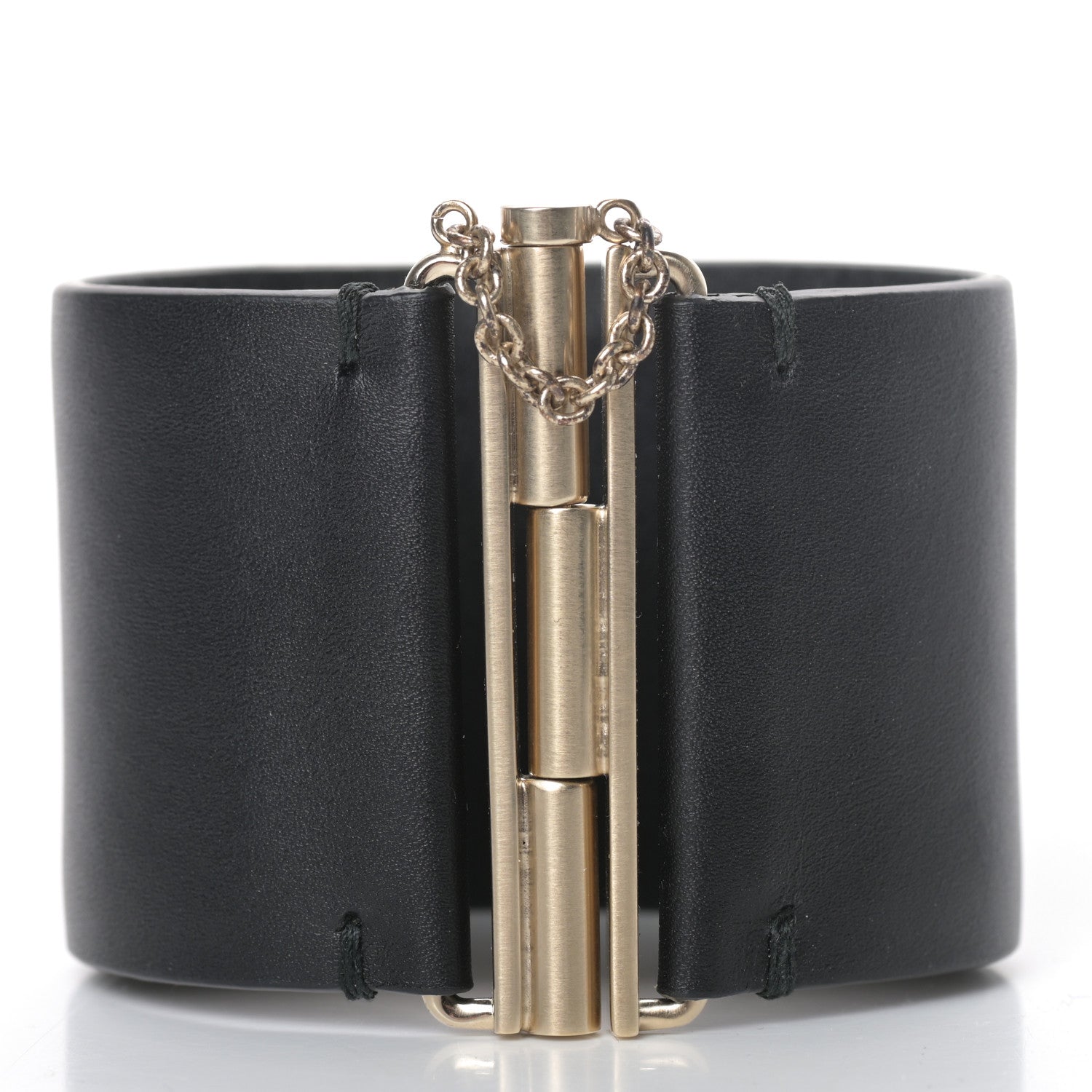 Chanel Calfskin CC Wide Cuff S Black Gold 3 of 6