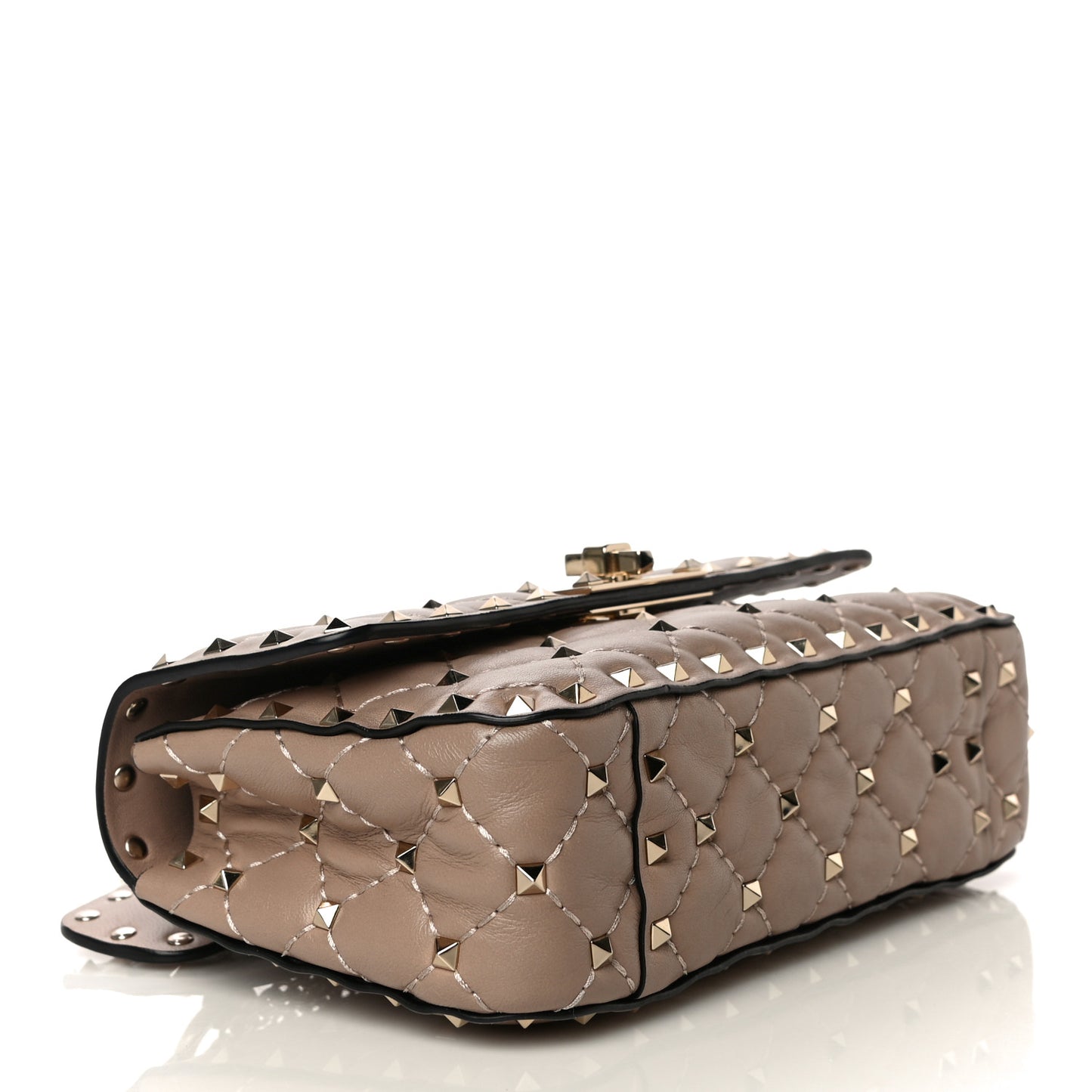 Nappa Small Rockstud Spike Shoulder Bag Poudre