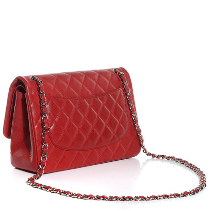 Chanel Caviar Quilted Jumbo Double Flap Dark Red 3 of 9