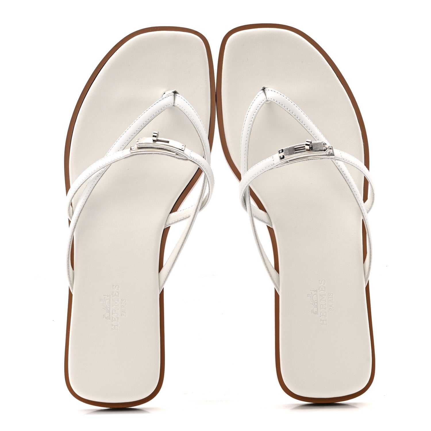 Hermes Calfskin Miss Sandals 38 White 2 of 10