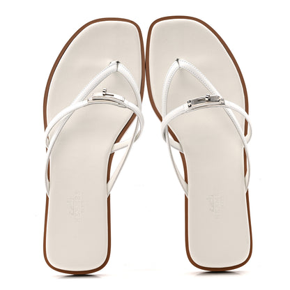 Hermes Calfskin Miss Sandals 38 White 2 of 10