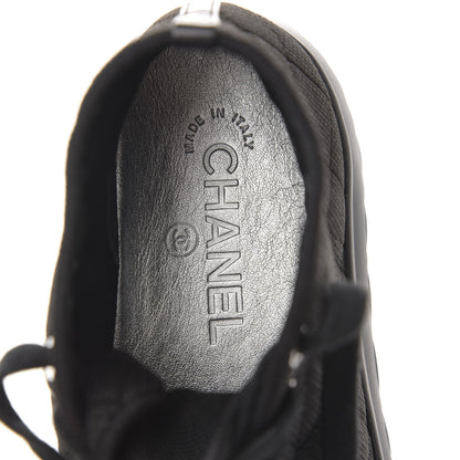 Chanel Fabric Quilted Lambskin Cap Toe Lace Up Sneakers 36 Black 9 of 11