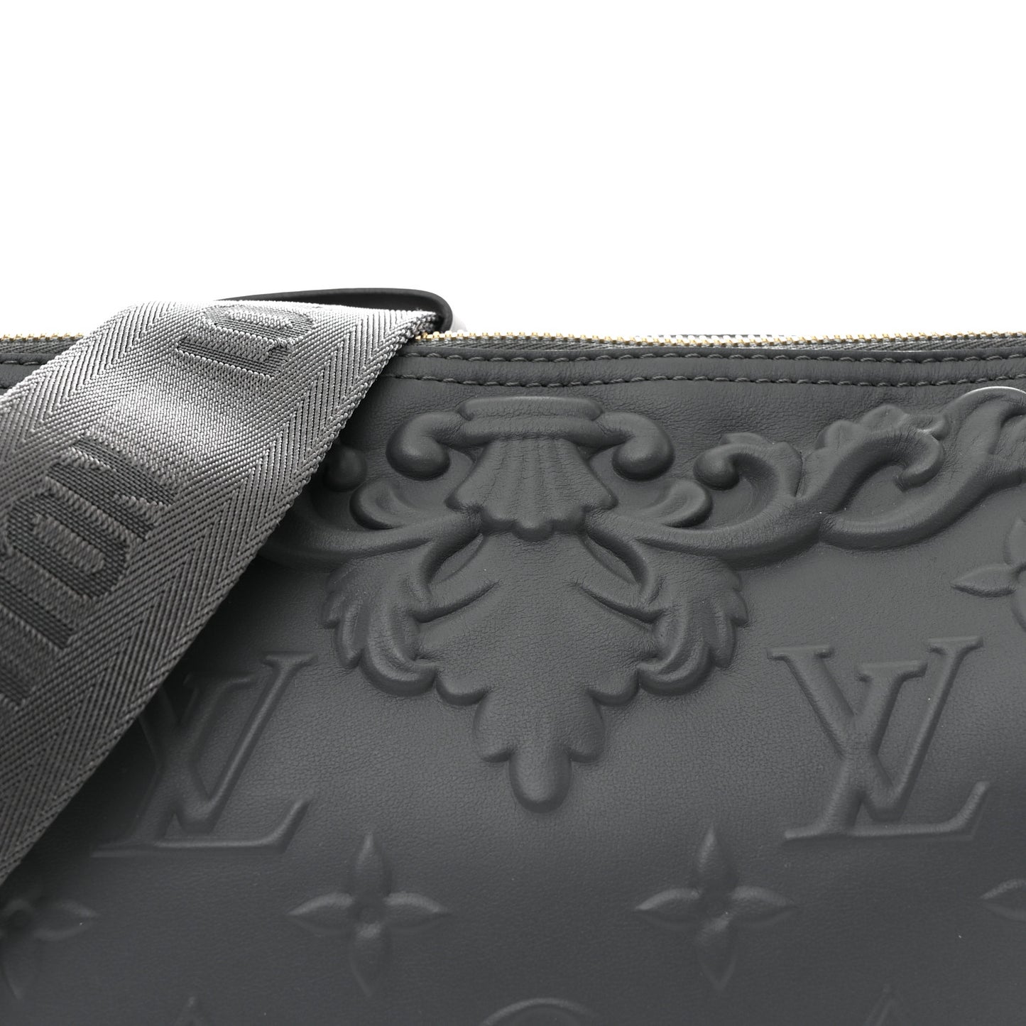 Calfskin Debossed Monogram Versailles City Keepall Dark Shadow Grey