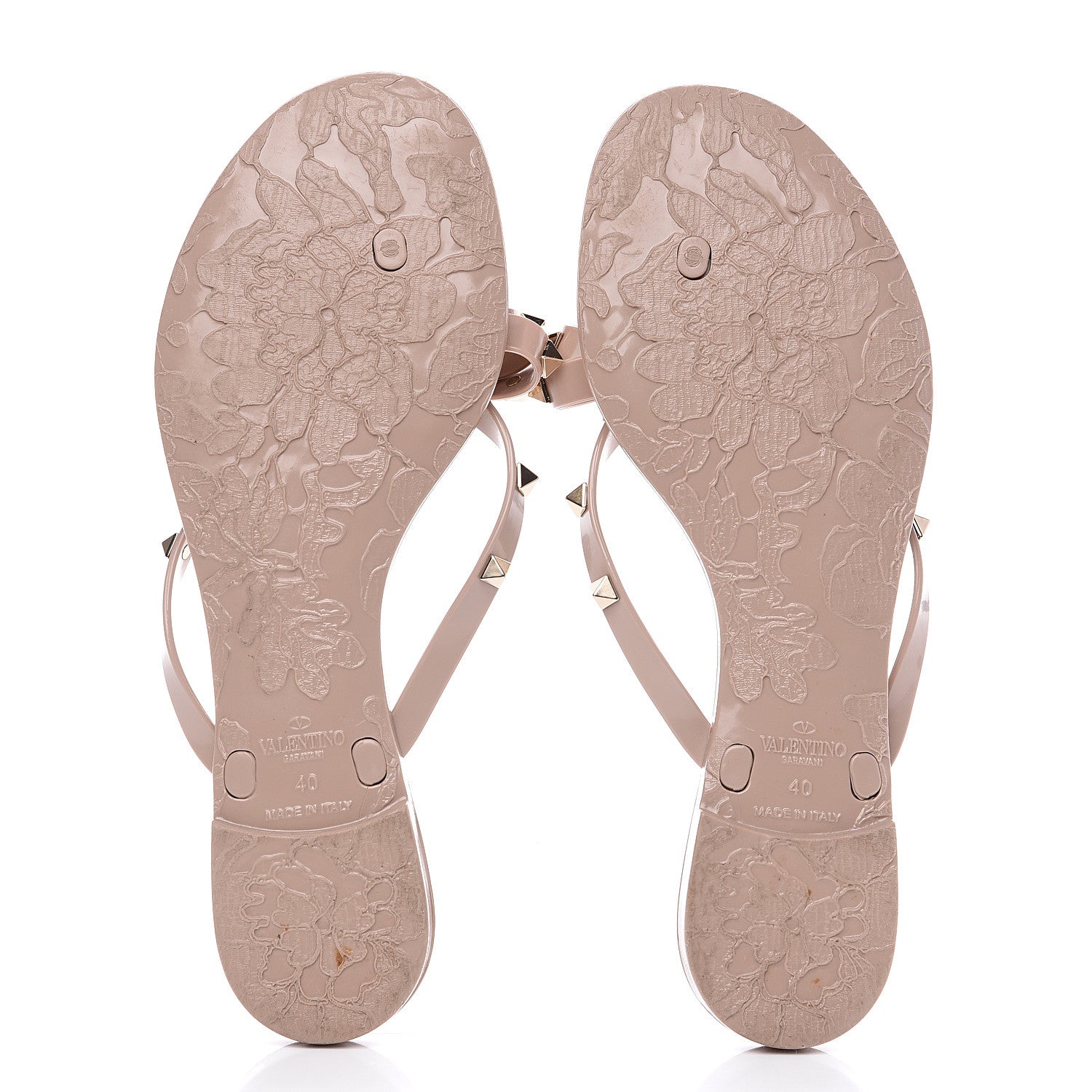 Valentino Garavani PVC Jelly Rockstud Bow Thong Sandals 40 Poudre 5 of 8