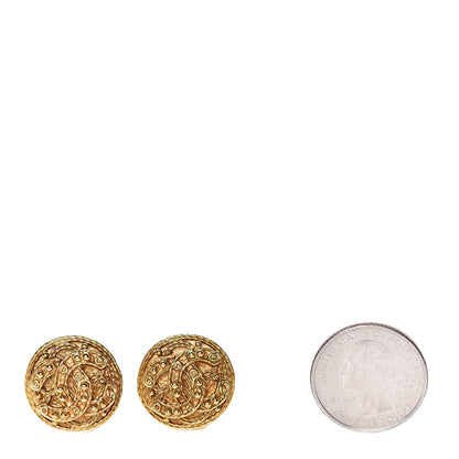 Chanel CC Button Clip On Earrings Gold 2 of 4