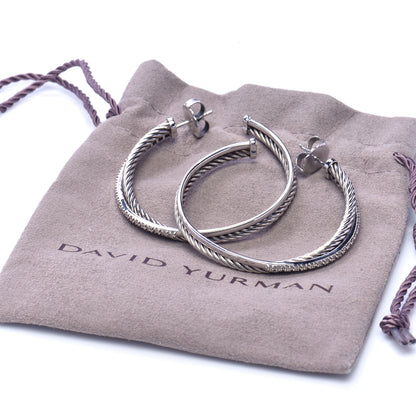 David Yurman Sterling Silver Diamond Extra Large Crossover Hoop Earrings 5 of 5