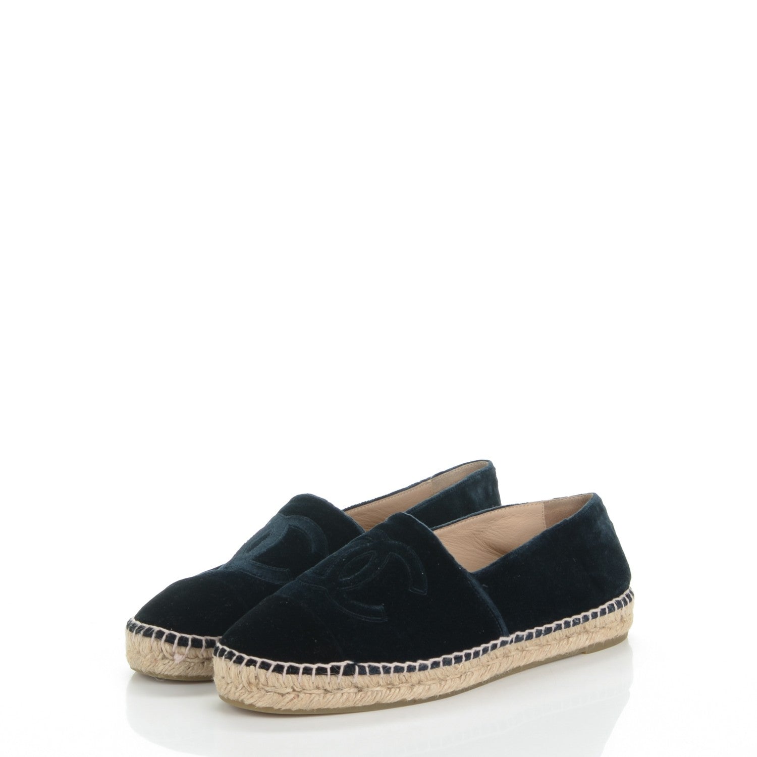 Chanel Velvet CC Espadrilles 40 Dark Navy Black 3 of 10