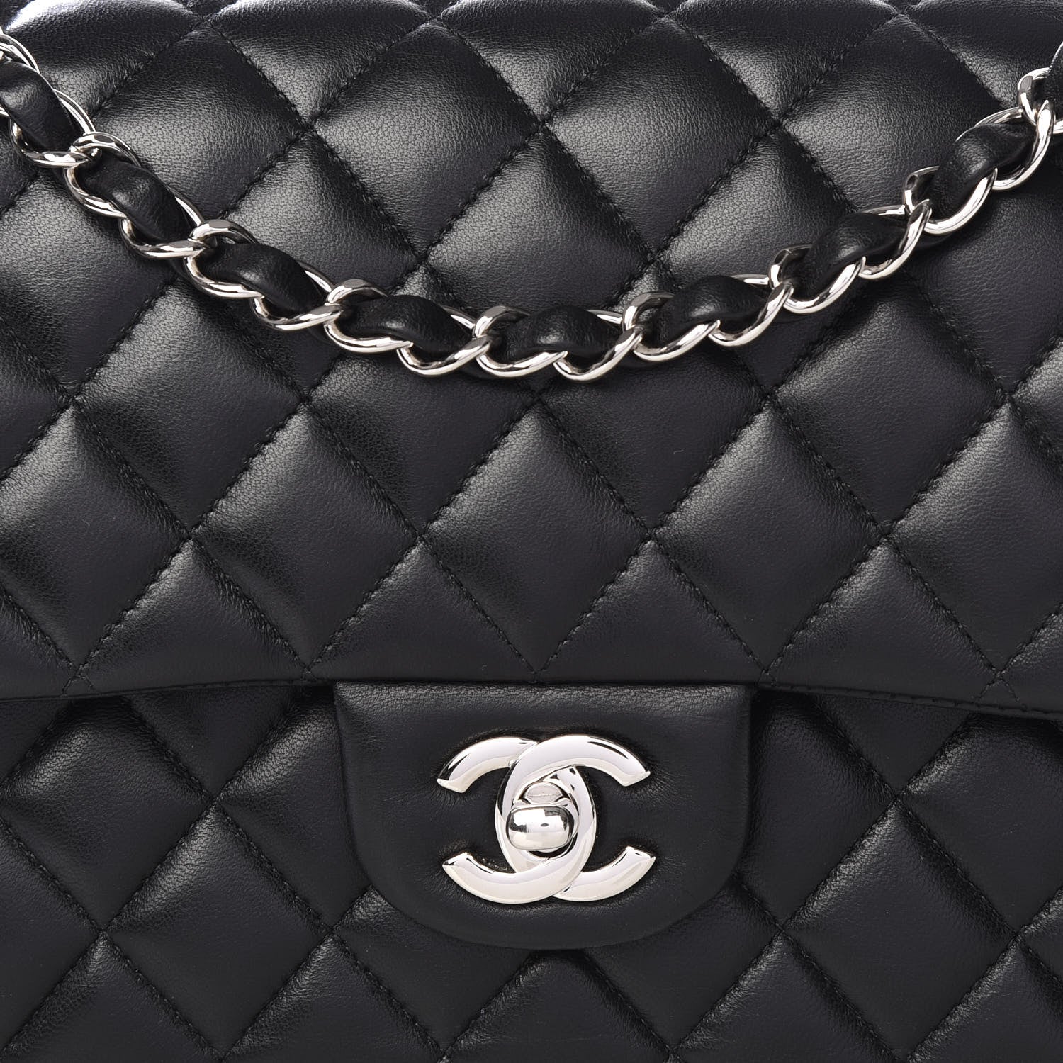 Chanel Lambskin Quilted Medium Double Flap Black 9 of 10
