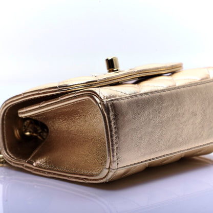 Chanel Metallic Lambskin Quilted Mini Trendy CC Clutch With Chain Gold 6 of 17