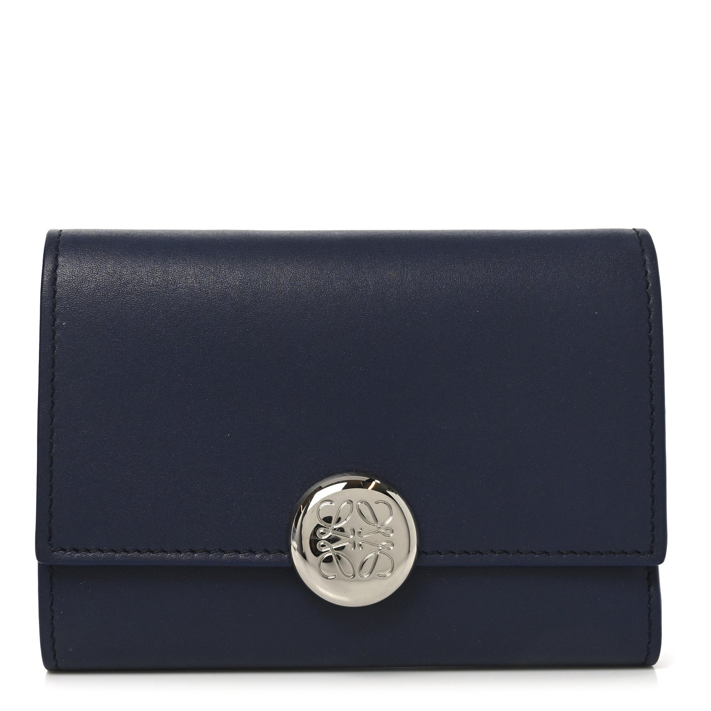 Nappa Calfskin Small Vertical Wallet Navy