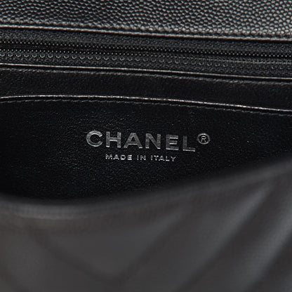 Chanel Caviar Chevron Quilted Mini Rectangular Flap Black 6 of 11