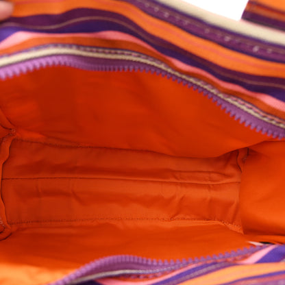 Marc Jacobs Cotton Canvas Striped Mini The Traveler Tote Bag Purple Multicolor 5 of 13