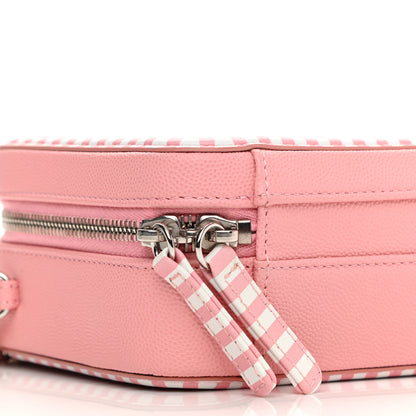 Chanel Caviar Quilted Striped Small CC Filigree Vanity Case Pink White 9 of 10