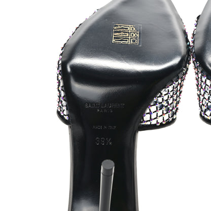 Saint Laurent Mesh Strass Giqua 95 Mule Sandals 39.5 Black 6 of 8