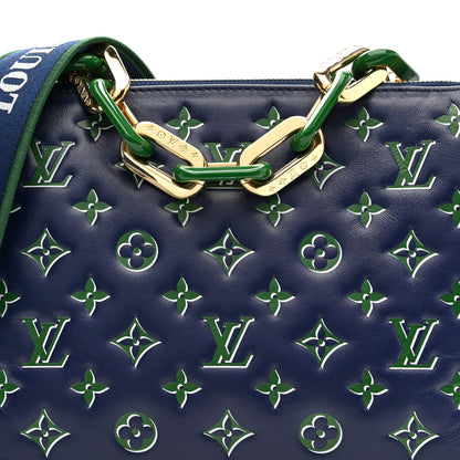 Louis Vuitton Lambskin Embossed Monogram Coussin PM Blue Green 9 of 12