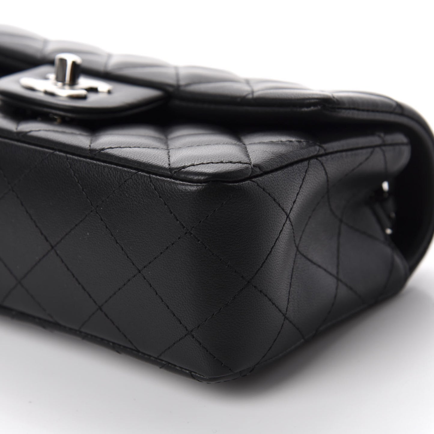 Lambskin Quilted Mini Rectangular Flap Black