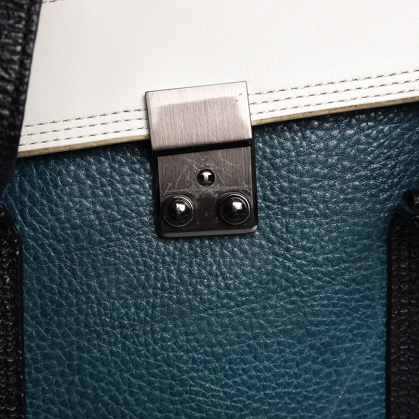 3.1 Textured Calfskin Colorblock Large Pashli Satchel Dark Teal