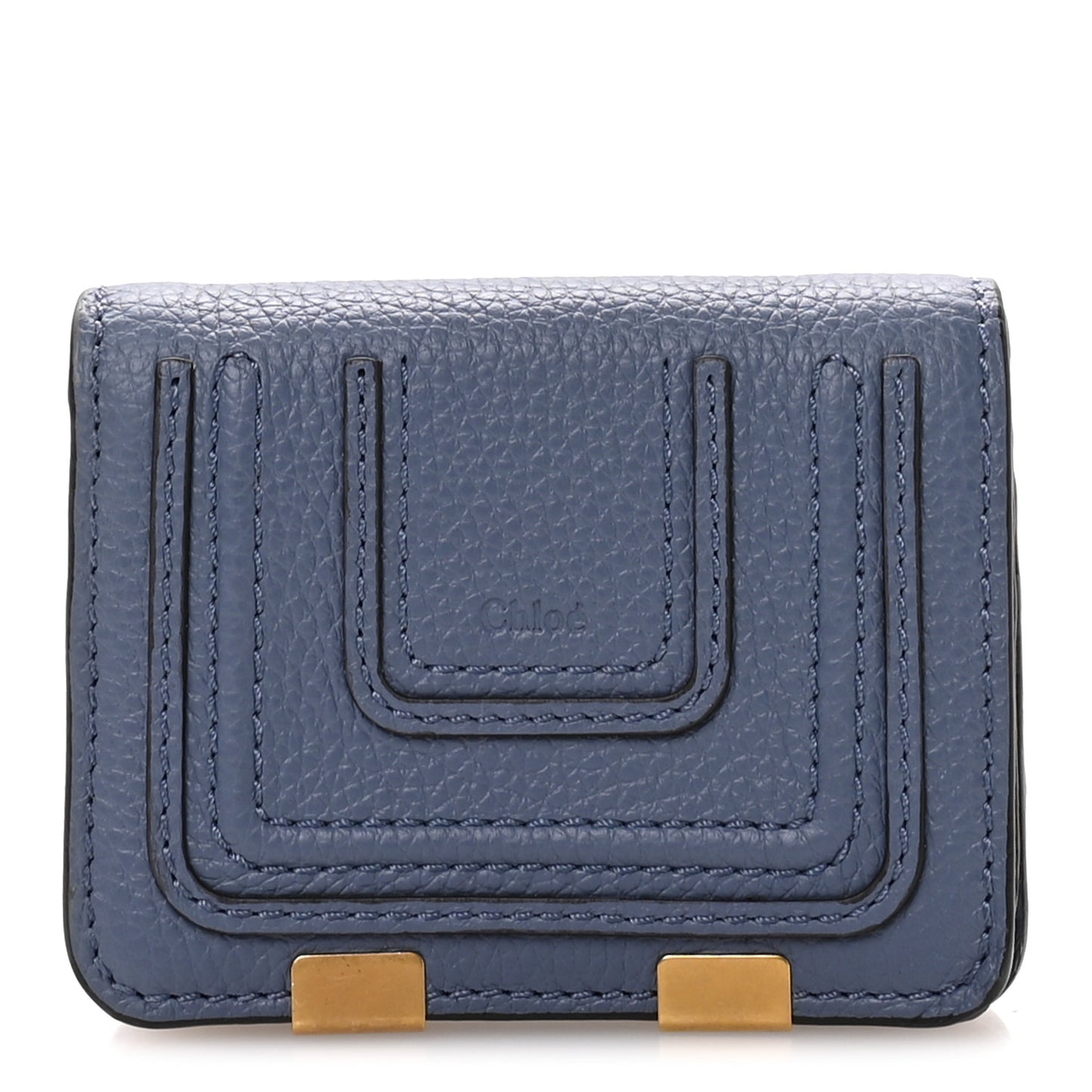 Grained Calfskin Marcie Compact Wallet Royal Navy