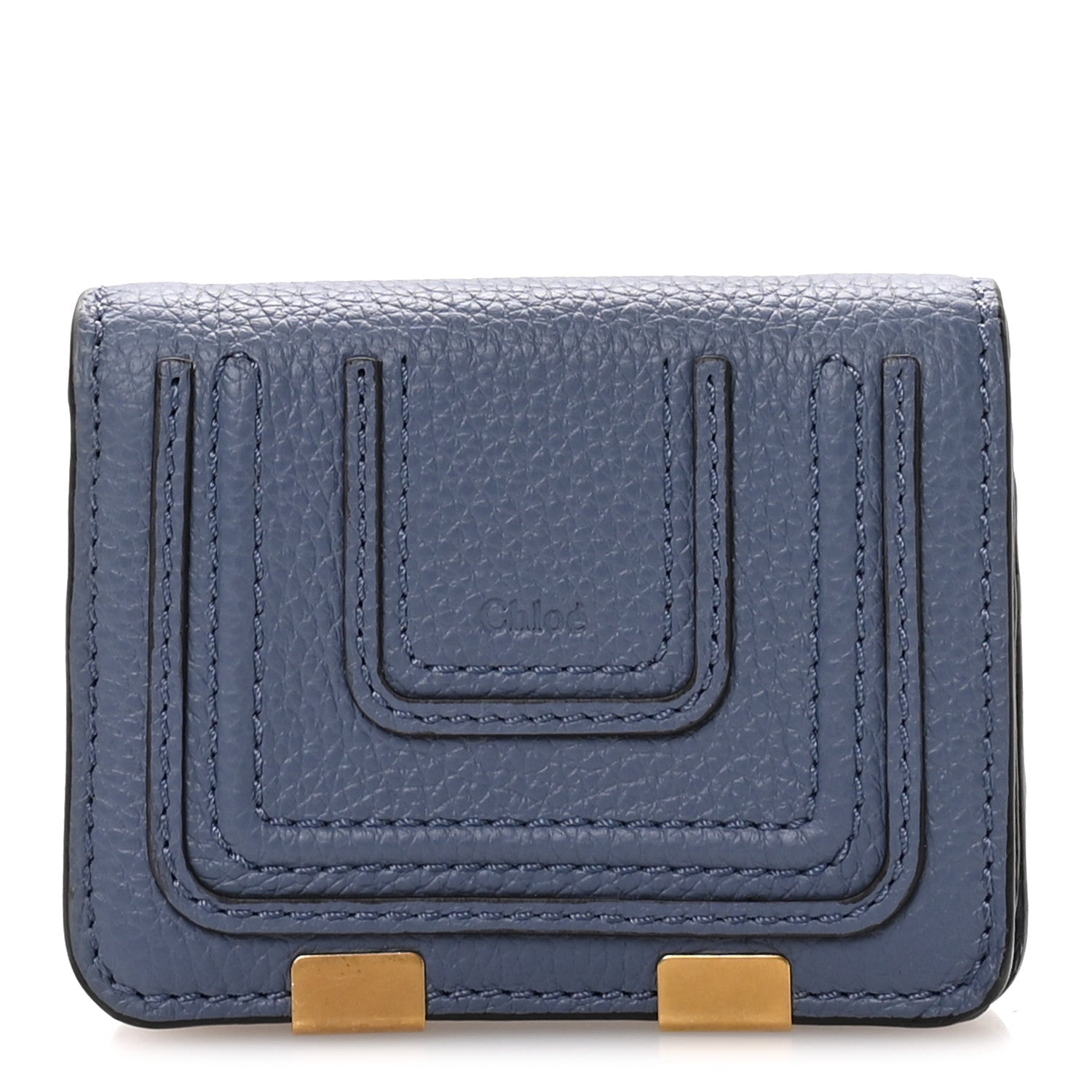 Chloe Grained Calfskin Marcie Compact Wallet Royal Navy 1 of 7