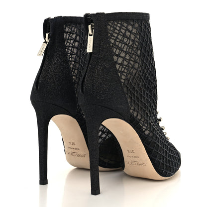 Jimmy Choo Glitter Checker Board Mesh Crystal Embellished Bing 100 Boots 37.5 Black 4 of 7