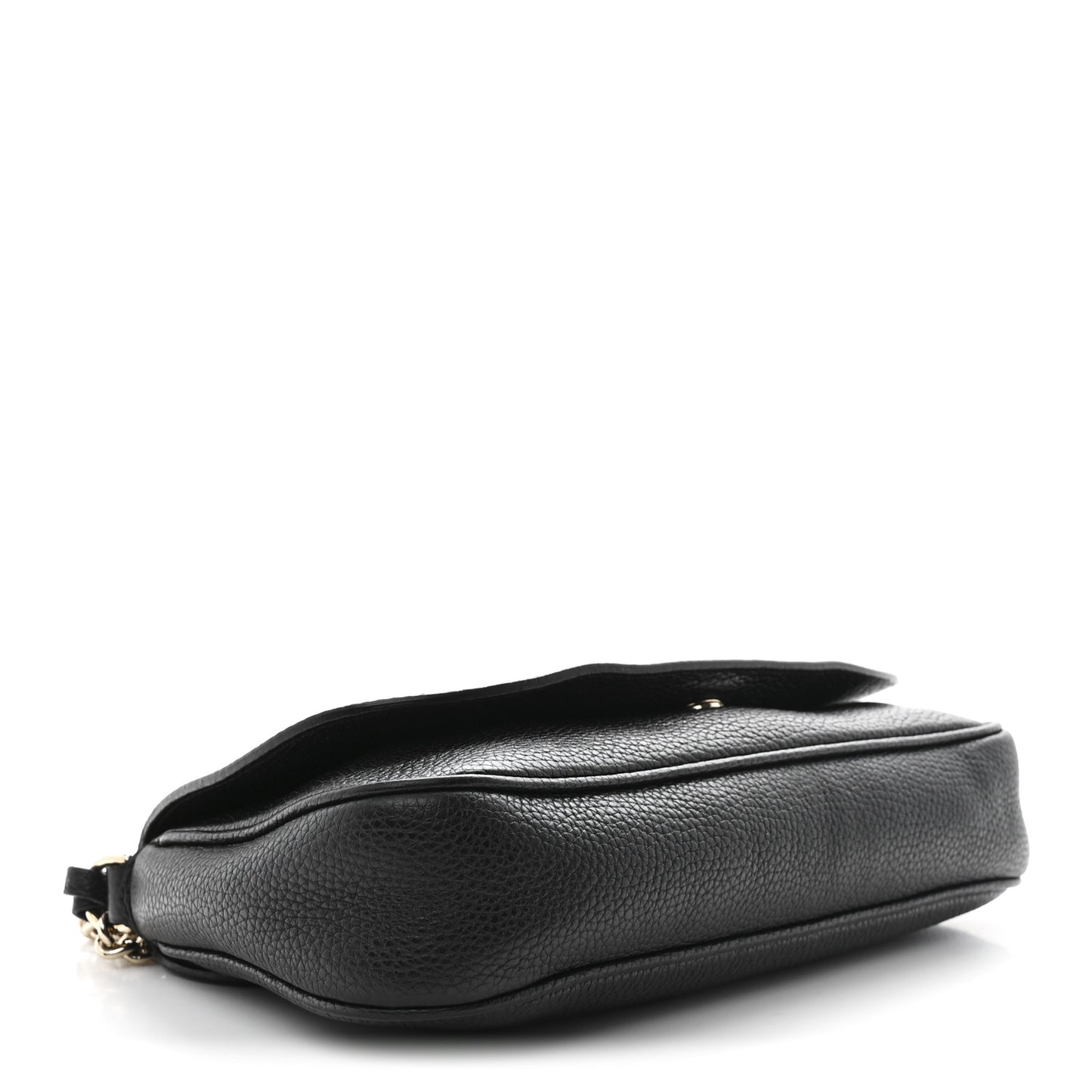 Pebbled Calfskin Medium Soho Flap Crossbody Black