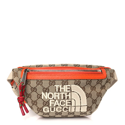Gucci X THE NORTH FACE Monogram Textured Dollar Calfskin Embroidered Belt Bag Beige Ebony Mystic White Deep Orange 1 of 11
