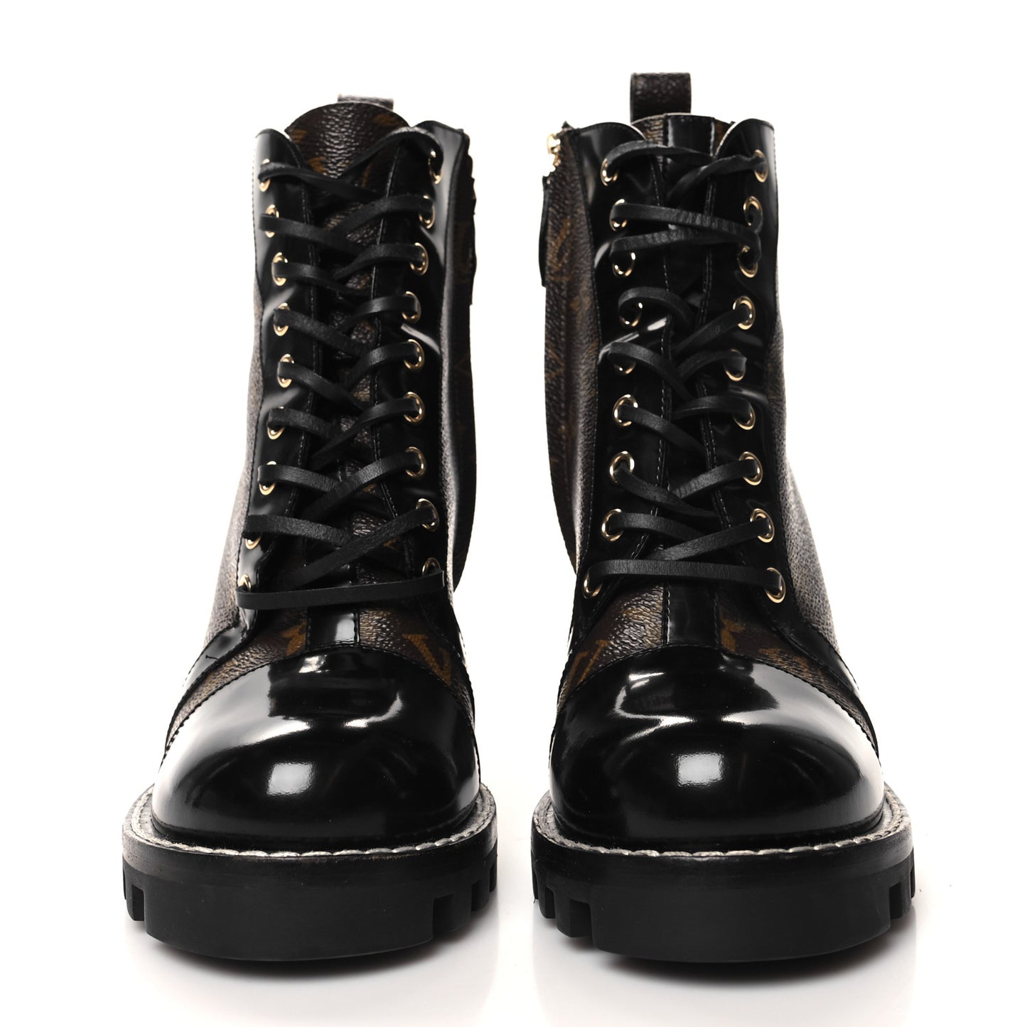 Patent Calfskin Monogram Star Trail Ankle Boots 39 Black