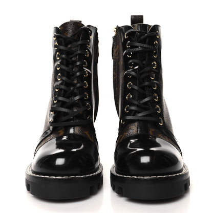 Louis Vuitton Patent Calfskin Monogram Star Trail Ankle Boots 39 Black 2 of 8