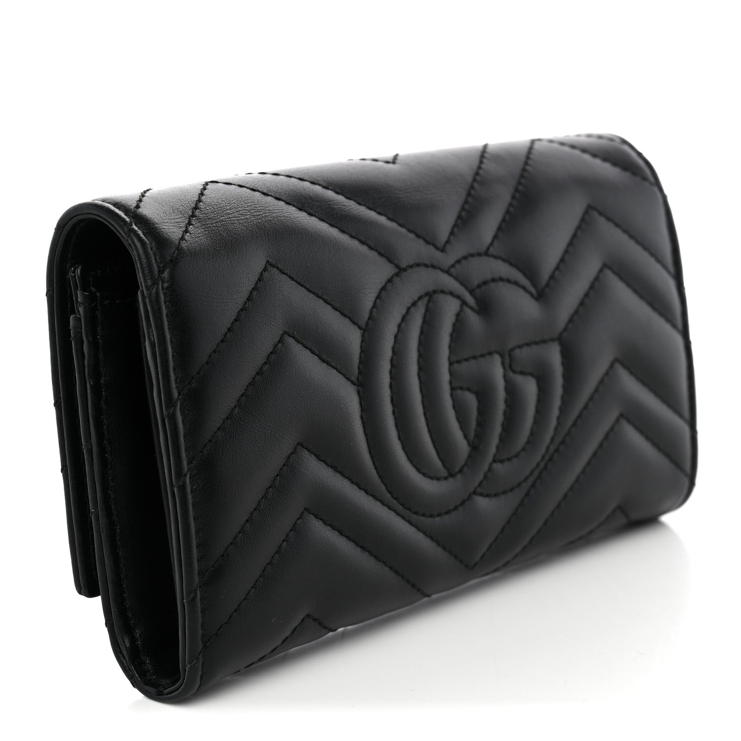 Gucci Calfskin Matelasse GG Marmont Continental Wallet Black 3 of 8
