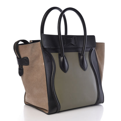 Celine Satin Calfskin Suede Mini Tri-Color Luggage Almond 3 of 13
