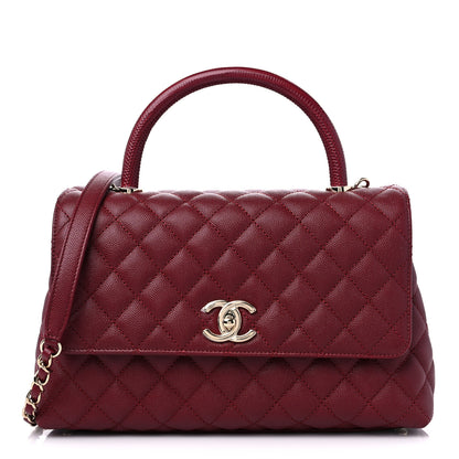 Chanel Caviar Lizard Embossed Quilted Small Coco Handle Flap Burgundy 1 of 9