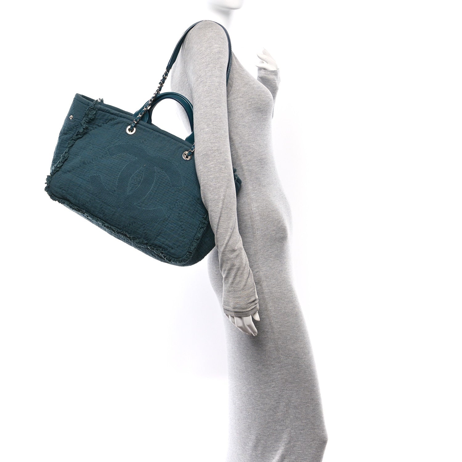 Chanel Canvas Large Double Face Shopping Tote Green 2 of 12