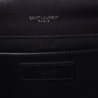 Saint Laurent Grain De Poudre Textured Mixed Matelasse Triquilt Medium Monogram Satchel Black 9 of 10