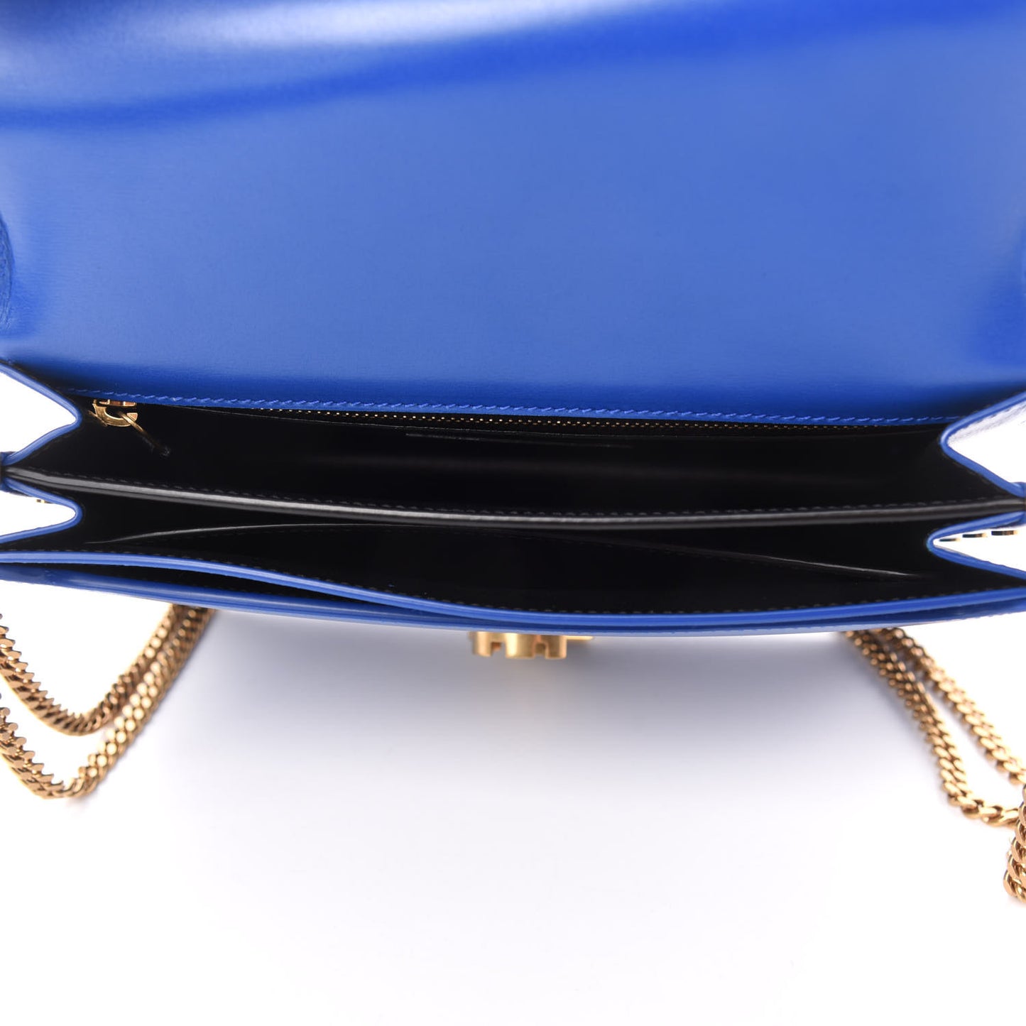 Smooth Calfskin Monogram Cassandra Clasp Bag Blue Majorelle