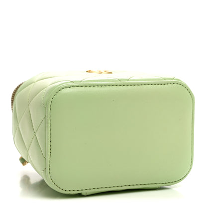 Chanel Lambskin Quilted Pearl Crush Mini Vanity Case With Chain Light Green 3 of 11