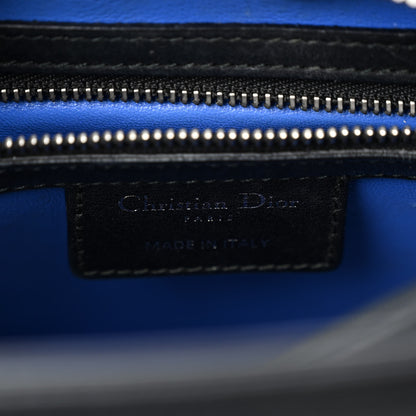 Christian Dior Calfskin Patent Embroidered Valentines Day Heart Medium Lady Dior Black Blue 6 of 9