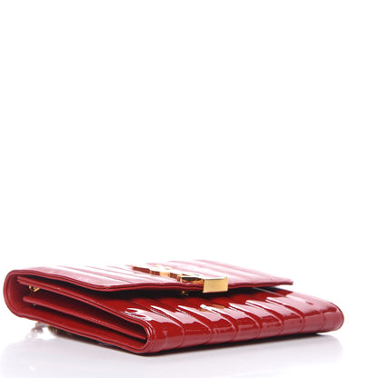 Saint Laurent Patent Calfskin Matelasse Vicky Chain Wallet Rouge Eros 4 of 8