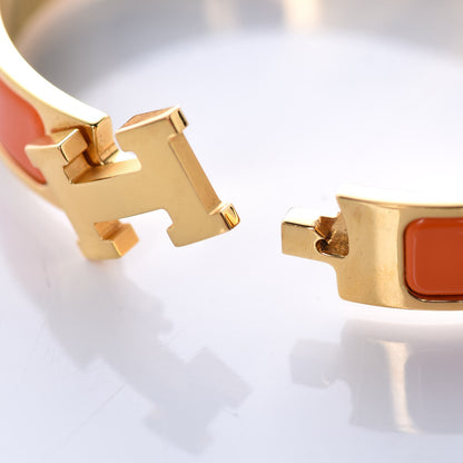 Hermes Enamel Narrow Clic Clac H Bracelet GM Orange 6 of 7