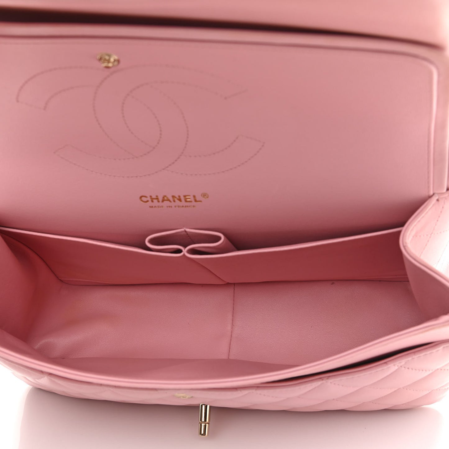 Lambskin Quilted Jumbo Double Flap Light Pink