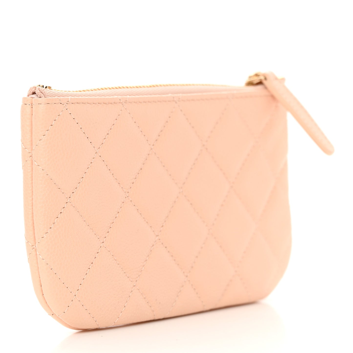 Caviar Quilted Small Cosmetic Case Light Beige