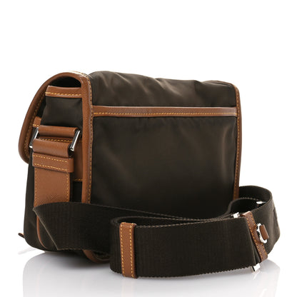 Prada Re-Nylon Saffiano Pocket Double Snap Buckle Shoulder Bag Bruciato Caramel 3 of 12