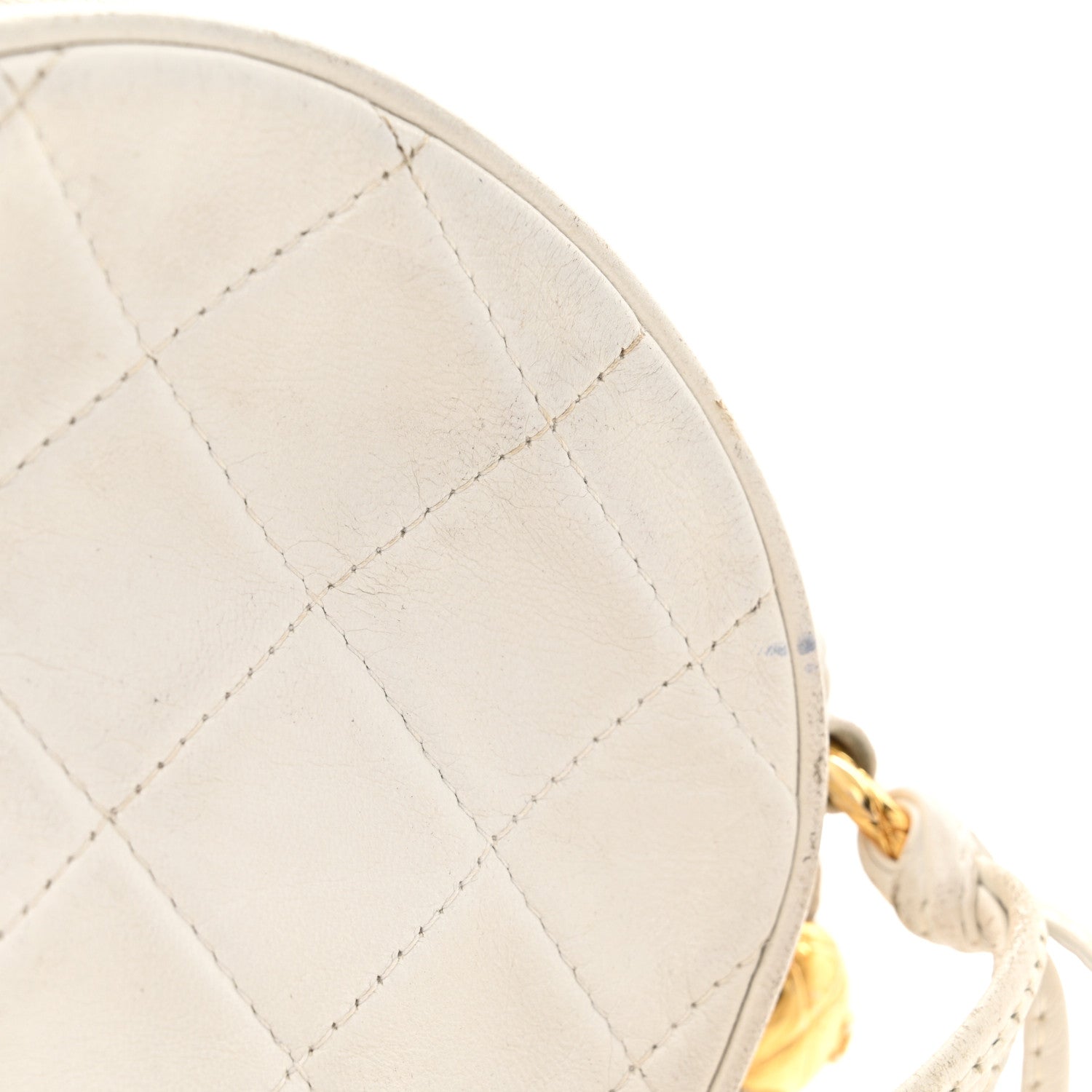 Chanel Lambskin Quilted Round Tassel Crossbody Bag White 16 of 22