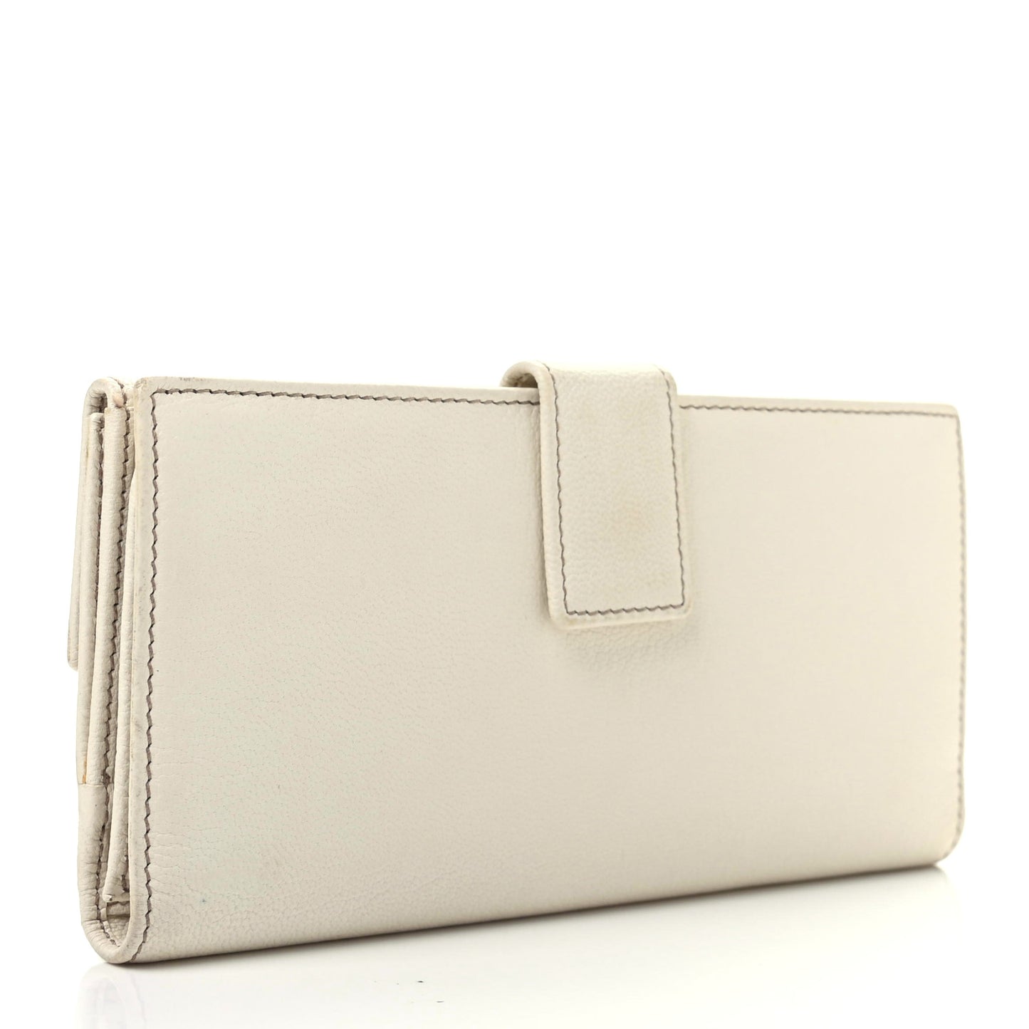 Calfskin Princy Continental Wallet White