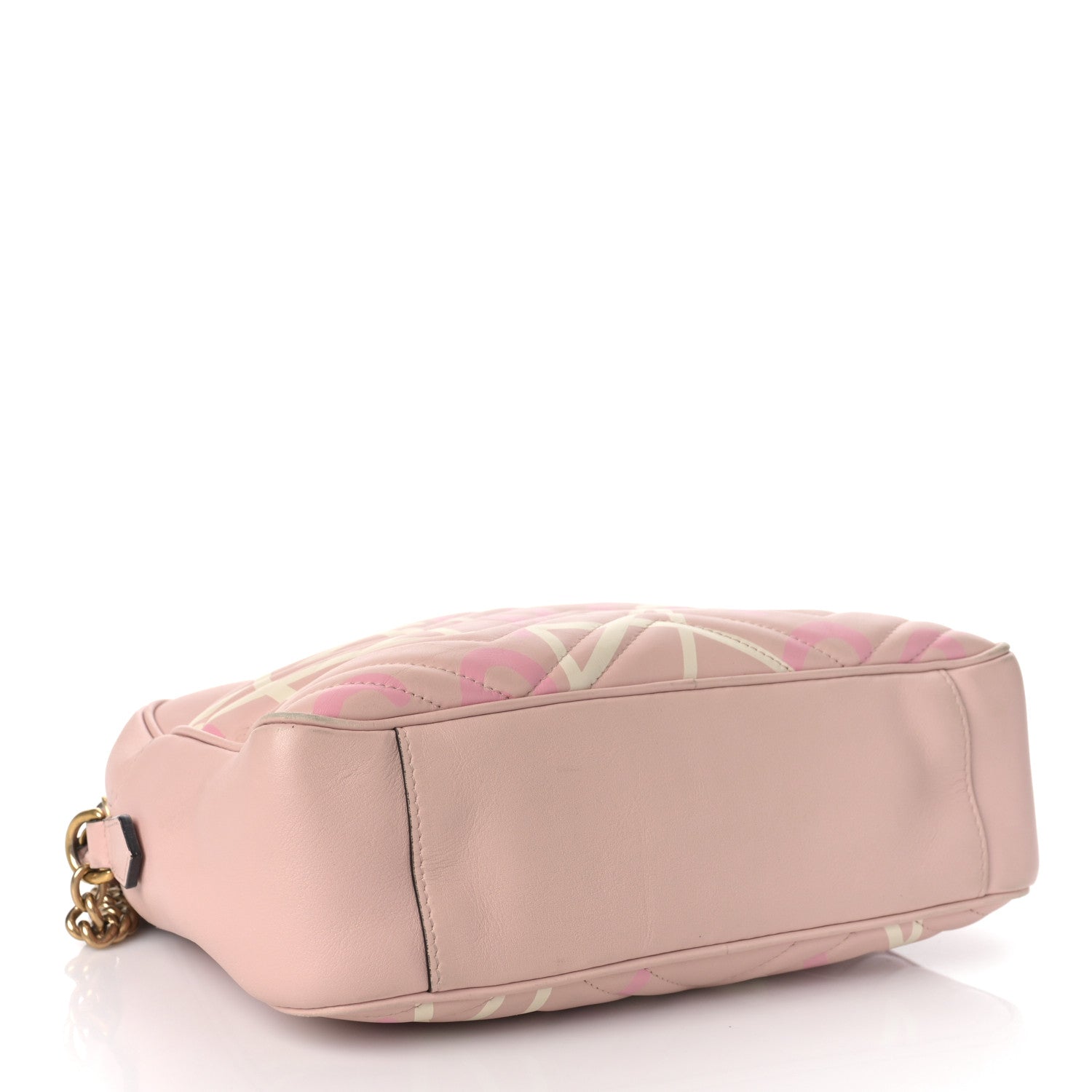 Gucci Calfskin Matelasse GucciGhost Medium GG Marmont Chain Shoulder Bag Perfect Pink Rosa Ivory 4 of 11