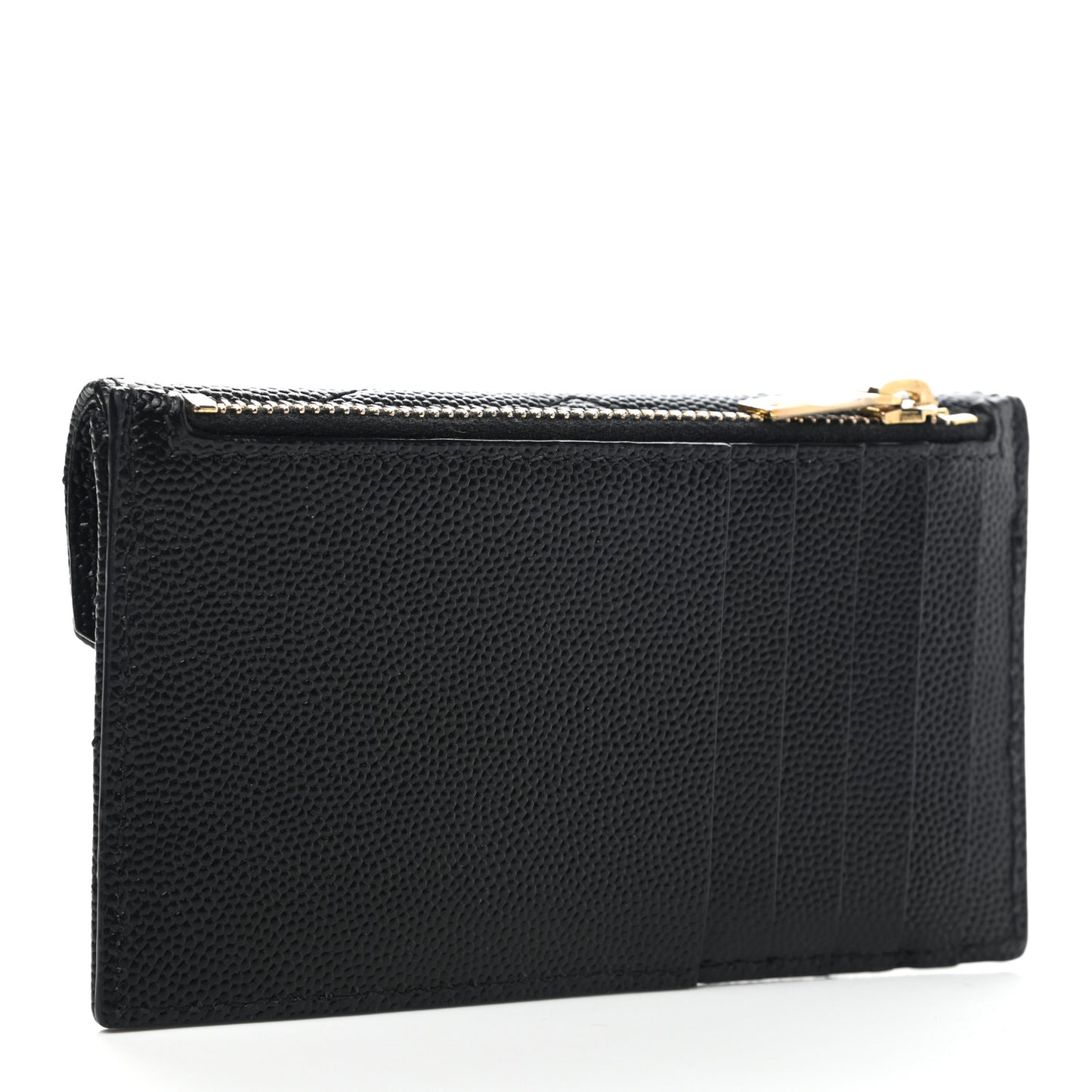 Grain De Poudre Matelasse Chevron Monogram Compact Wallet Black