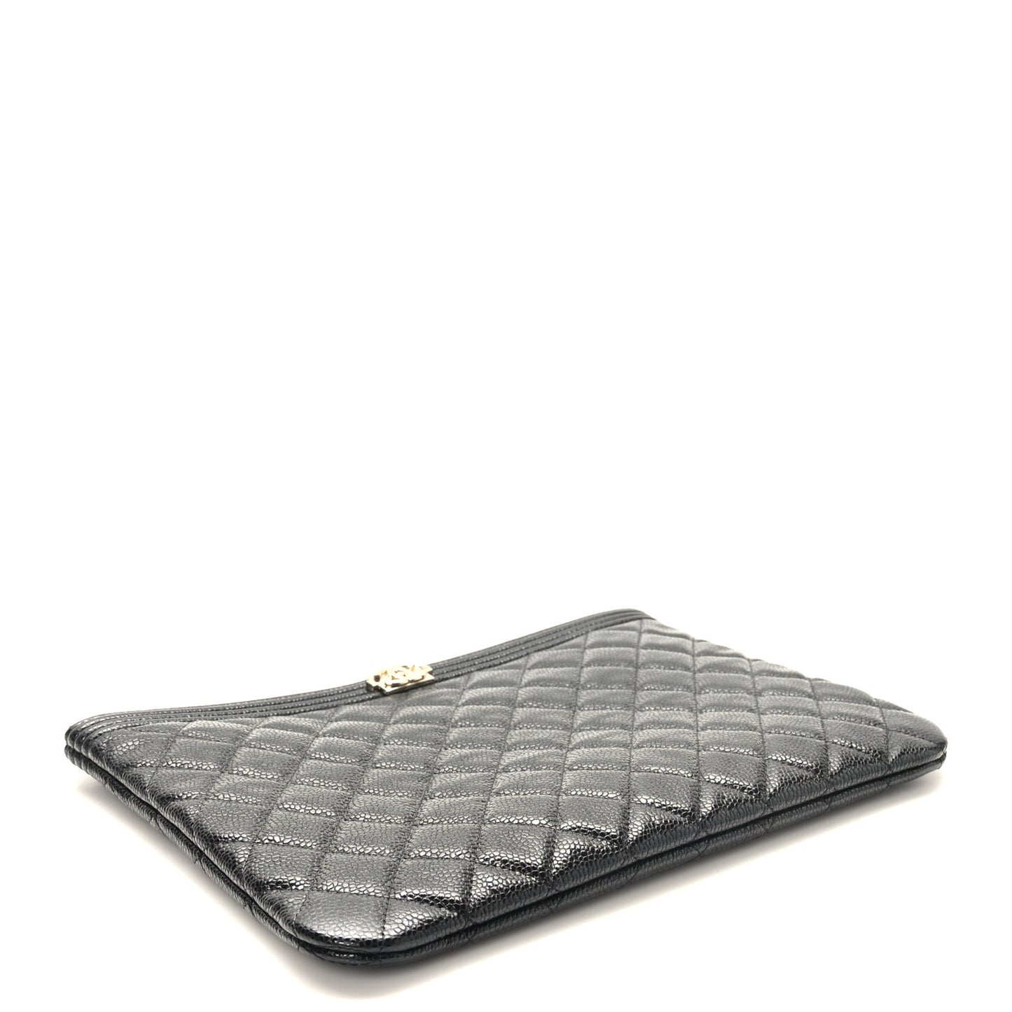 Caviar Quilted Medium Boy Cosmetic Case Black