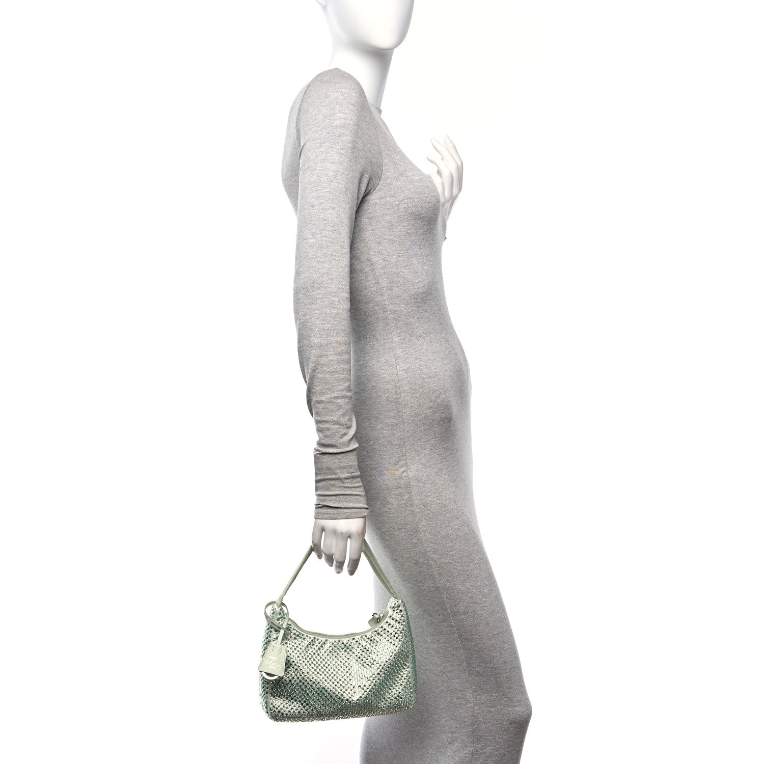 Prada Satin Crystal Mini Re-Edition 2000 Bag Acqua 2 of 10
