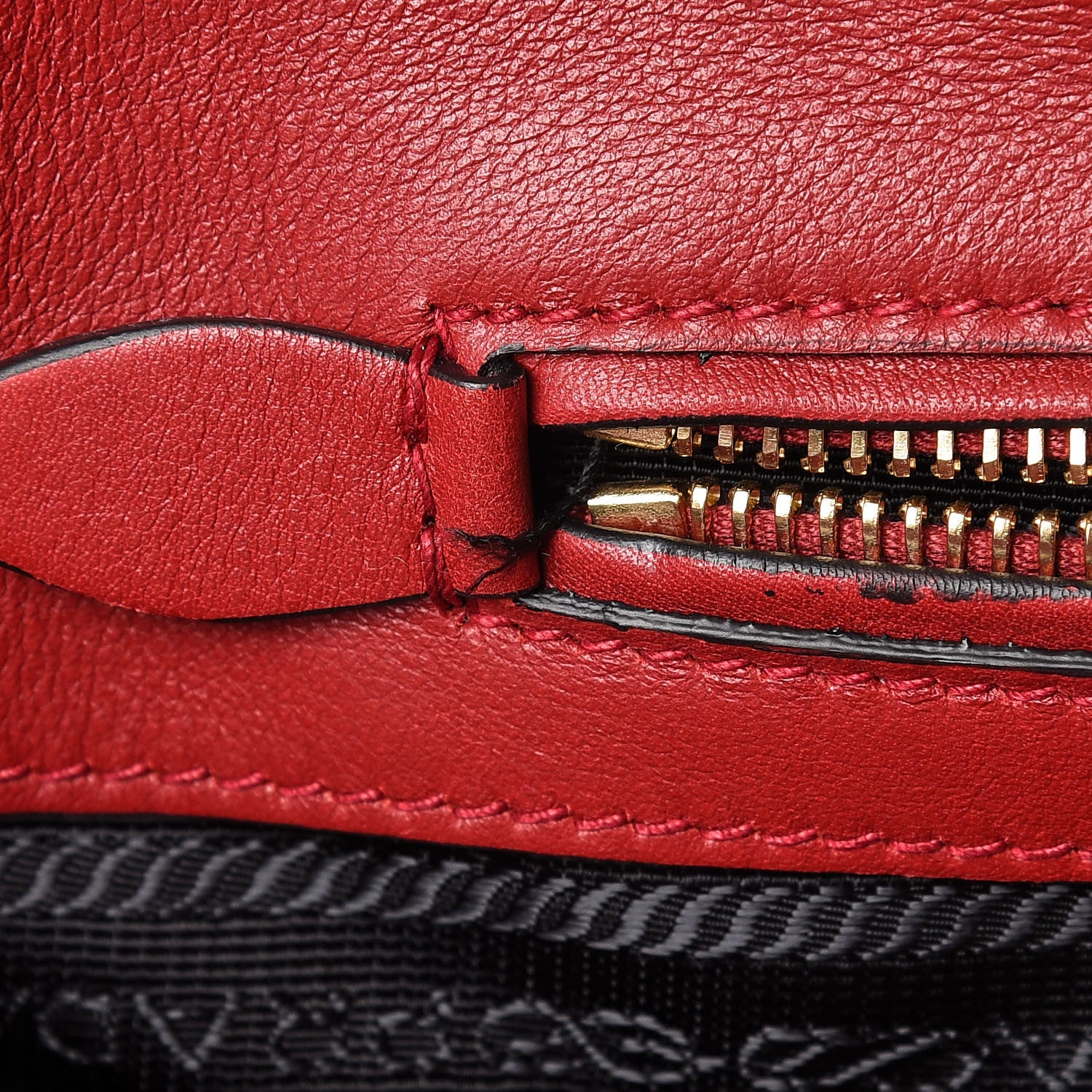 Prada Glace Calfskin Twin Pocket Tote Fuoco 11 of 15