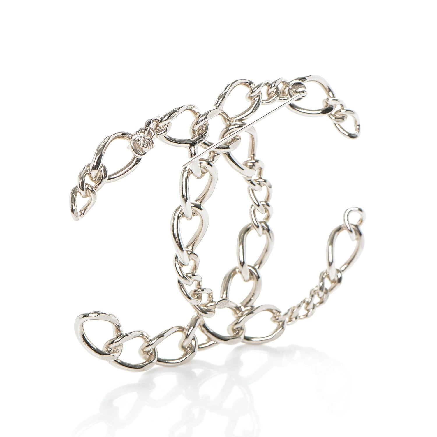 Chanel CC Chain Brooch Pin Silver 3 of 4